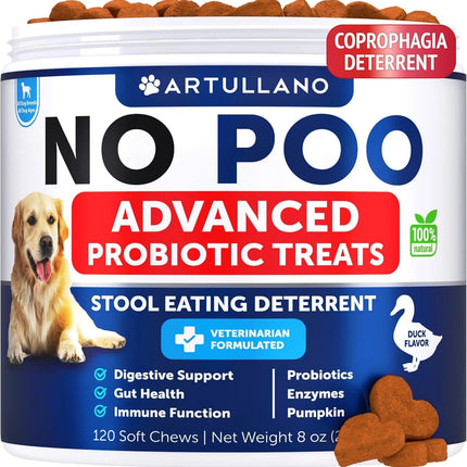 No Poo Chews For Dogs Puppy Coprophagia Stool Eating Deterrent Prevent Dog From Eating Poop Stop Eating Poop Treats With Probiotics & Enzymes Immune Digestive Gut Health Support Supplement