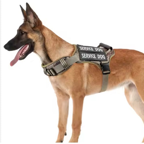 USLOCAL Tactical Service Dog Harness With Control Handle No Pulling Adjustable Reflective Pet Vest Harness Easy Walking Training
