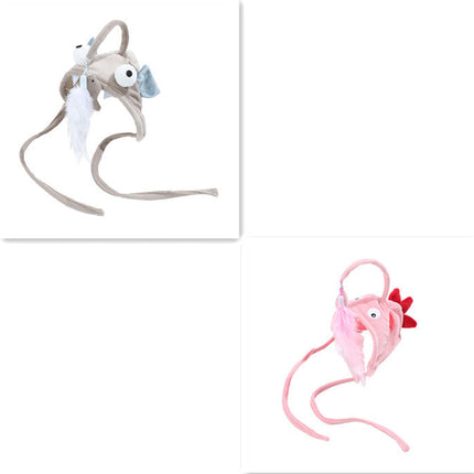 Cat Head Wearing Feather Stick