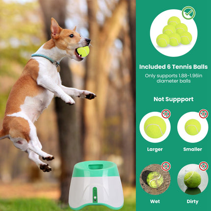 1Pc Automatic Dog Ball Launcher Included 6 Tennis Balls Dog With 3 Adjustable Launch Distance Interactive Ball Thrower Fetch Machine For Small Medium Dogs