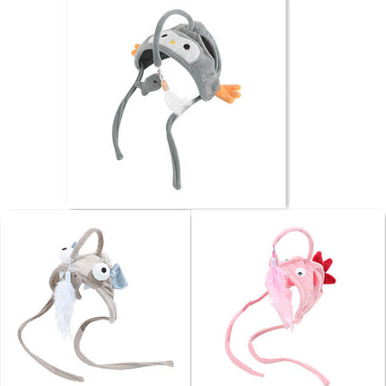 Cat Head Wearing Feather Stick