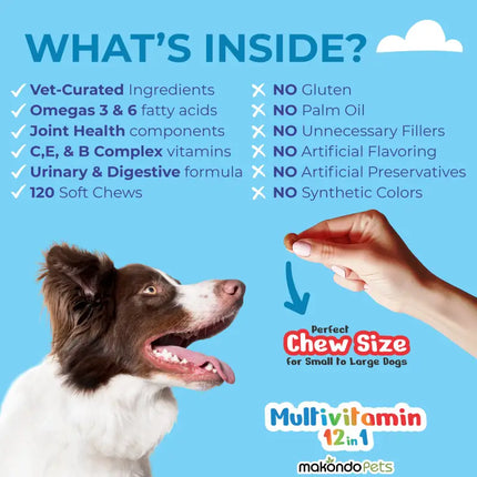 12 in 1 Multivitamin for Dogs - 120 Soft Chews