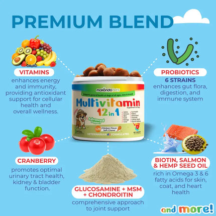 12 in 1 Multivitamin for Dogs - 120 Soft Chews