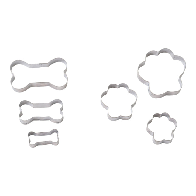 Country Living 6-Piece Stainless Steel Cookie Cutter Set (3 Paw-Shaped, 3 Bone-Shaped)