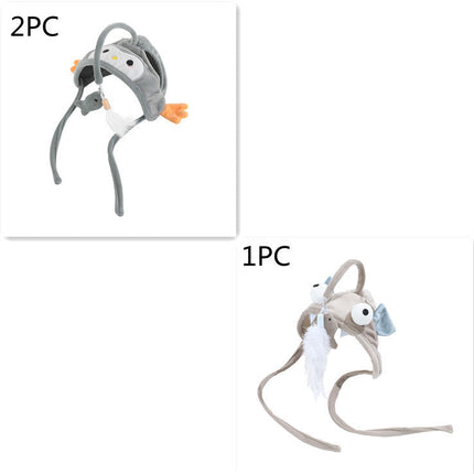 Cat Head Wearing Feather Stick