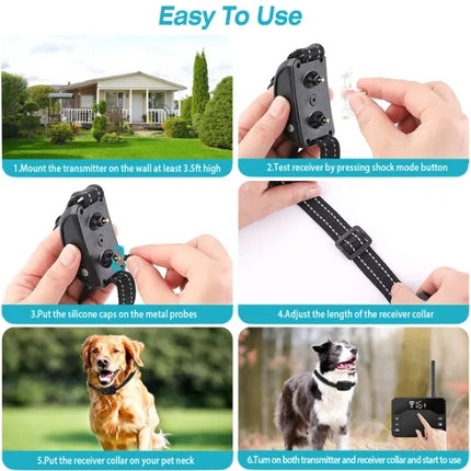 2 In 1 Wireless Electric Dog Fence Waterproof Pet Shock Boundary Containment System Electric Training Collar For Small Medium Large Dogs