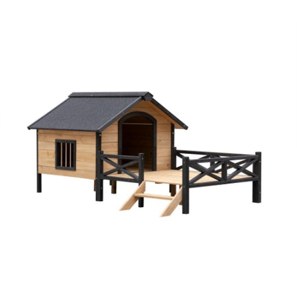 Outdoor Large Wooden Cabin House Style Wooden Dog Kennel With Porch