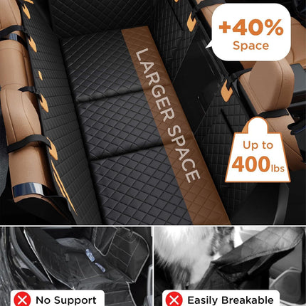 Made4Pets Pet Dog Car Back Seat Cover Back Seat Extension Pad Can Bear 400 Pounds Waterproof And Non-slip Dog Car Hammock Eight-layer Hard Bottom With PE Foam Easy To Install And Clean