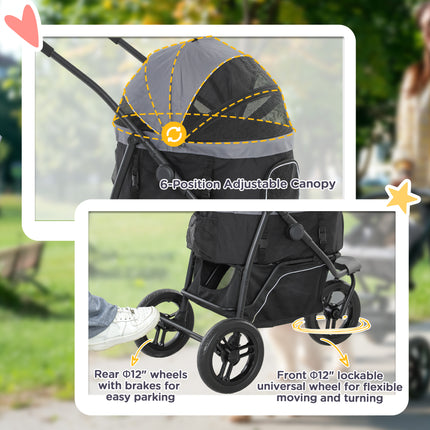 1 Pet Jogging Stroller for Small Dogs and Cats with Detachable Carrier - LITTLE PAW