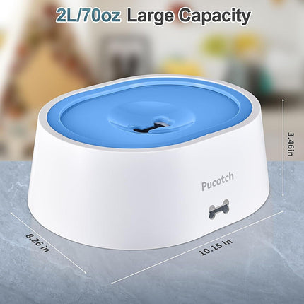 2L 70oz Spill-Proof Dog Slow Flow Drinking Bowl With Activated Carbon Filter