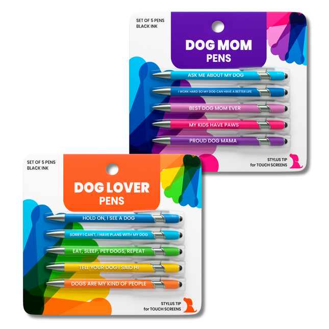 Dog-Themed Stylus Pen Set: 1 pc. Dog Lover & 1 pc. Dog Mom