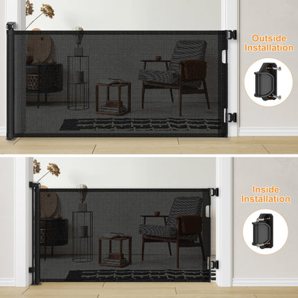 Retractable Baby Gate, Mesh Dog Gate For Doorways, Extends Up To 55  Wide, 33  Tall Child Safety Gate For Doorways, Indoor & Outdoors, Stairs, Hallways, Black Non-EBAY Certified Warehouse