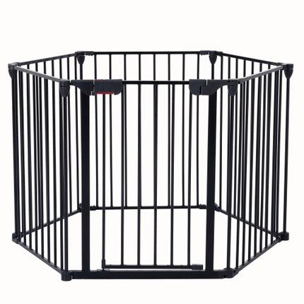 150 Adjustable Safety Gate 6 Panels Play Yard Metal Doorways Fireplace Fence Christmas Tree Fence Gate For House Stairs Gate Prohibited Area Fence
