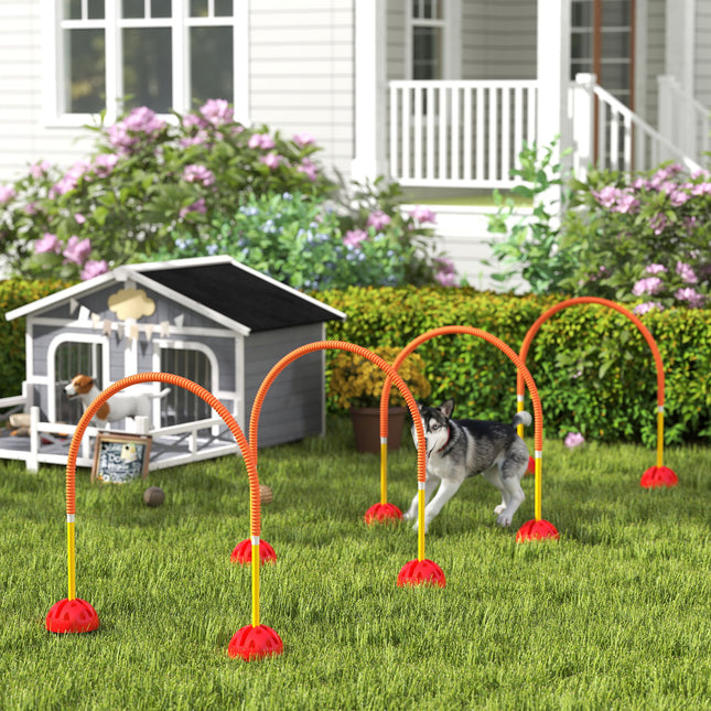 4 Piece Dog Agility Course Backyard Set with 4 Height Adjustable Dog Agility Jumps