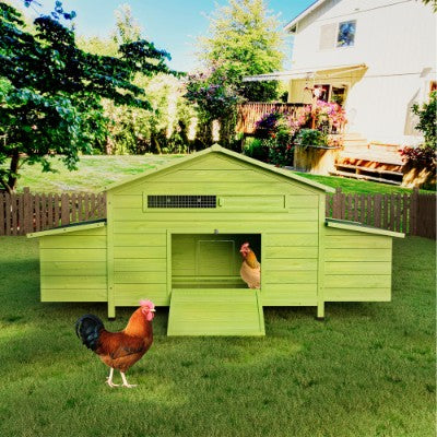 11.12 Ft Large Wooden Chicken Coop With 2 Free Range Doors 2 Nesting Boxes Perch Outdoor Hen House Poultry Cage - LITTLE PAW