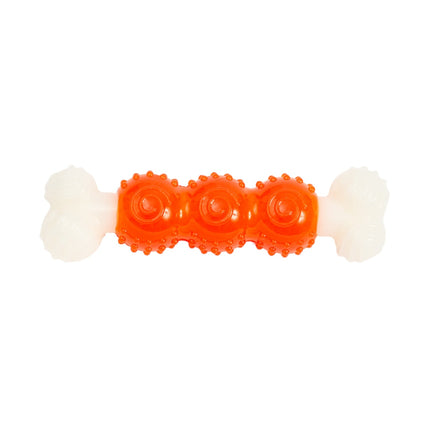 Country Living Bone-a-Treat Dog Chew Toy – Orange Bulged Balls & Green Spiral Ring