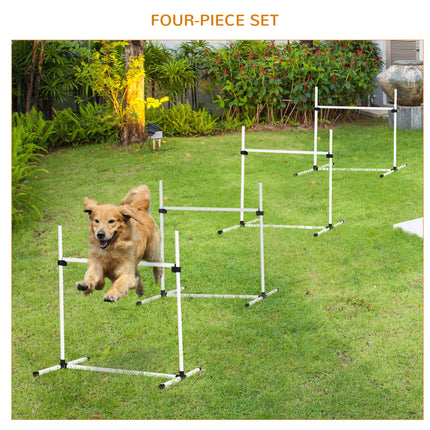 4 Piece Dog Agility Training Equipment for Dog Agility Course with Adjustable Height Jump Bars