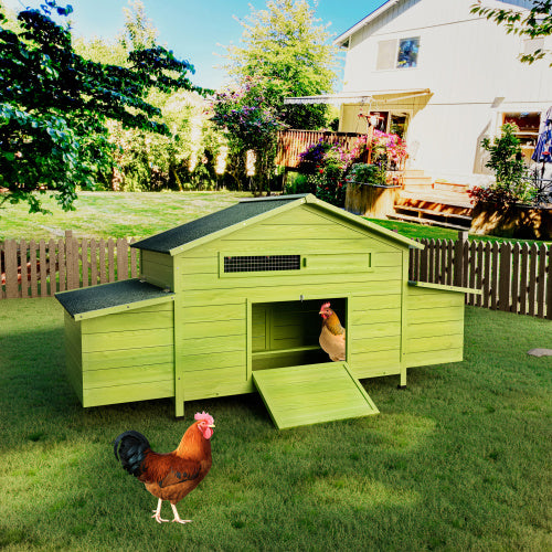 11.12 Ft Large Wooden Chicken Coop With 2 Free Range Doors 2 Nesting Boxes Perch Outdoor Hen House Poultry Cage - LITTLE PAW