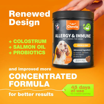 Dog Allergy Relief Chews Itch Relief For Dogs Anti Itch Dog Allergy Chews US Formulated Dog Itching Skin Relief With Salmon Oil Immune Health Seasonal Allergies & Hot Spots Support Treats