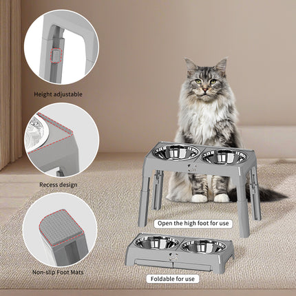 Height Adjustable Stainless Steel Buttons For Dogs - Anti-Slip Feeding Station For Small And Medium Dogs - Ergonomically Designed For Healthy Eating - Easily Cleanable Dog Drinking And Feeding Space