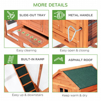 124" Dual Chicken Coop Large Chicken House Rabbit Hutch Hen Poultry Cage Backyard with Outdoor Ramps and Nesting Boxes - LITTLE PAW
