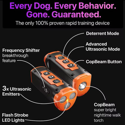 Dog Bark Deterrent Device Stops Bad Behavior, Professional Dog Training Tool, Anti Bark Device For Dogs,   Emitters 50ft Range For Dog Training,  To Bark Collar,Dog Training Collar