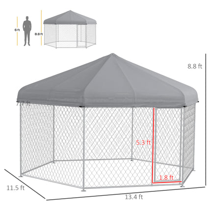 13.4' x 11.5' x 8.8' Dog Kennel Outdoor for Medium and Large-Sized Dogs with Waterproof UV Resistant Roof - LITTLE PAW
