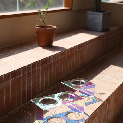 Acrylic Glass Pet Dazzling Food Bowl