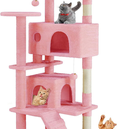 54 -Cat Tree Tower - Multi-level With Sisal Grab Post, Indoor Apartment With Ladder, Plush Toys, Rest And Play