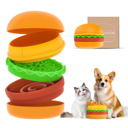 Hamburger Appearance Pet Cat And Dog Bowl Combination Multi-layer Five-in-one