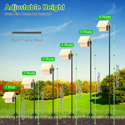 1 Set  79.92in Bird House Pole Kit Height Adjustable Bird Feeder Pole Mount Kit Heavy Duty Bird House Pole Set With 5 Prongs Base For Bird House Bird Feeder House Not Included