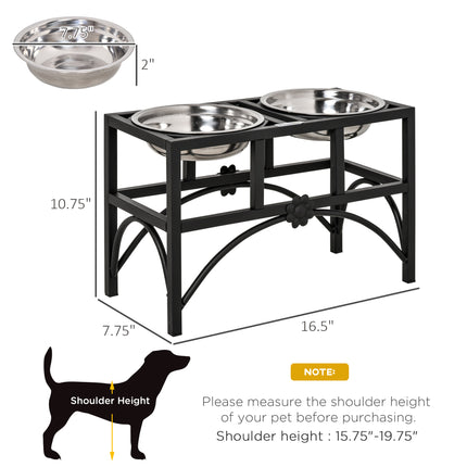 17" Double Stainless Heavy Duty Dog Food Bowl Elevated Pet Feeding Station