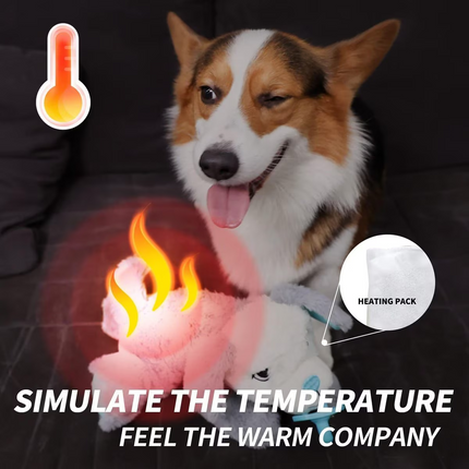 Pups - Puppy Soothing Heartbeat Warm Bear Comfort Dog Sleep Aid Plush Toy - Pacifier Buddy