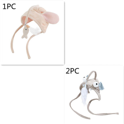 Cat Head Wearing Feather Stick