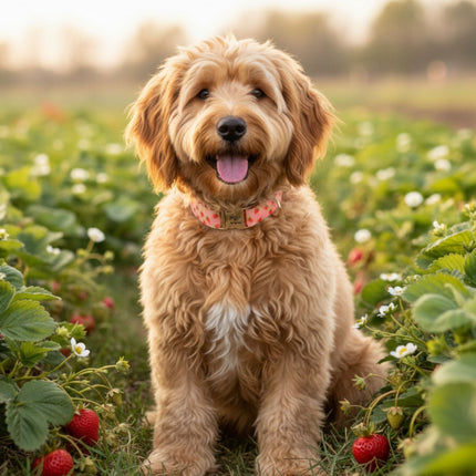 Boop Town Durable Soft Cotton Dog Collar With Nylon Core Quick Release Metal Buckle Adjustable for Girls Boys Small Medium Large Comfortable Pet Products Reduces Hair Matting Gold Tone Zinc Alloy Hardware