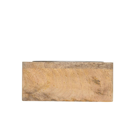 Country Living Elegant Stainless Steel Dog Bowl with Square Mango Wood Holder – 1 Quart