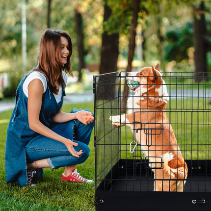 Dog Playpen 4 Panels Foldable Metal Dog Exercise Pen With Bottom Pad 36 In