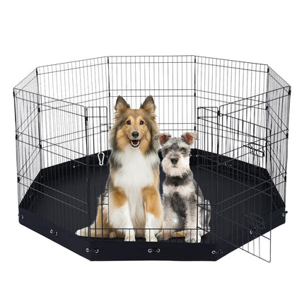 Dog Playpen 8 Panels Foldable Metal Dog Exercise Pen With Bottom Pad 30"H