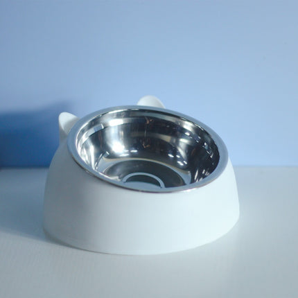 Stainless Steel Dog Bowl Double Bowl Cervical Protection Oblique Mouth Hot Pet Food Basin Supplies