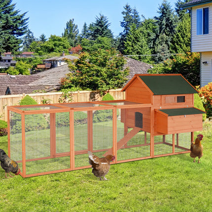 136.5" Chicken Coop Large Chicken House Deluxe Rabbit Hutch Lockable Poultry Hen Cage Backyard with Nesting Box and Run - LITTLE PAW