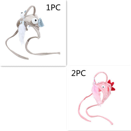 Cat Head Wearing Feather Stick