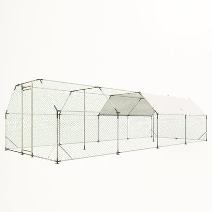 9.94 Ft. X 25.68 Ft. Galvanized Large Metal Walk In Chicken Coop Cage Farm Poultry Run Hutch Hen House