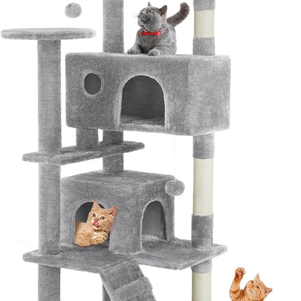 54 -Cat Tree Tower - Multi-level With Sisal Grab Post, Indoor Apartment With Ladder, Plush Toys, Rest And Play