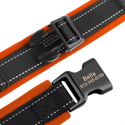 Personalized Dogs Padded Collars Reflective | Custom Name ID Tag Dog Collar | Collar for Pet Small Medium Large Dog - C1532- SLKZGXQ