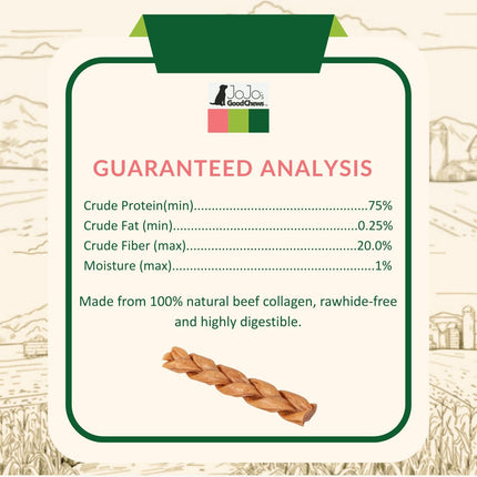 All-Natural Braided Collagen Stick Dog Treats, Supports Joint, Skin & Coat Health – 6-Inch Standard (4-Pack)