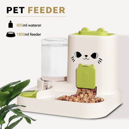 2-in-1 Automatic Cat Feeder And Water Dispenser - Dry Wet Separation, Cute Colored Face Feeder, Durable Plastic, Very Suitable For Indoor Pets To Drink Water And Healthy Diet, Cat Food And Water Dispe