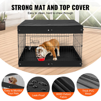 Dog Playpen 4 Panels Foldable Metal Dog Exercise Pen With Bottom Pad Cover