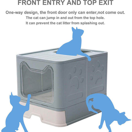 Cat Litter Box Front Entry Enclosed Extra Large Litter Box With Litter Catching Lid And Scoop For Big Cats Kitty