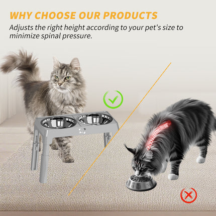 Height Adjustable Stainless Steel Buttons For Dogs - Anti-Slip Feeding Station For Small And Medium Dogs - Ergonomically Designed For Healthy Eating - Easily Cleanable Dog Drinking And Feeding Space