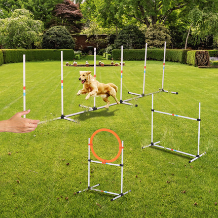 Portable Pet Agility Pet Training Set Dog Obstacle Exercise Adjustable Jump Ring High Jumper w/ Carry Bag